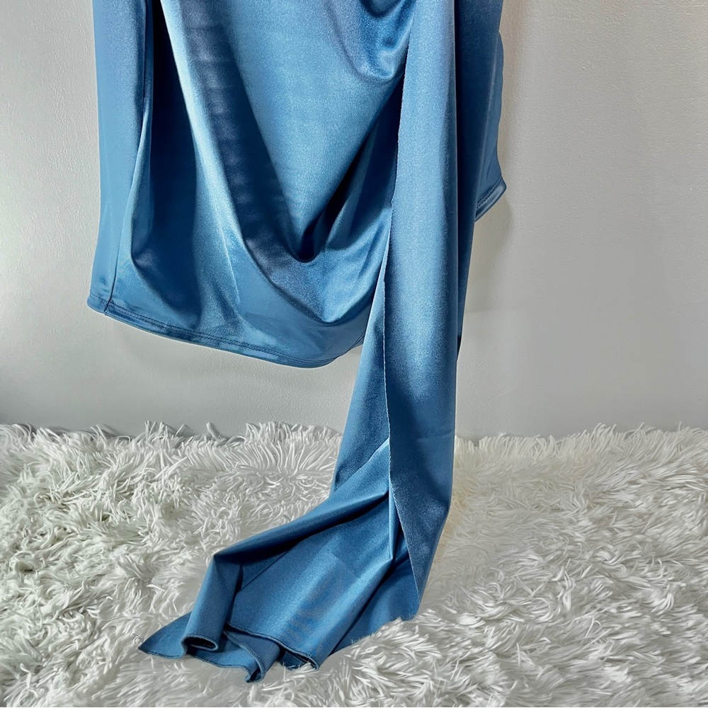 Katie Satin Mini Dress - Blue - Picture 5 of 10